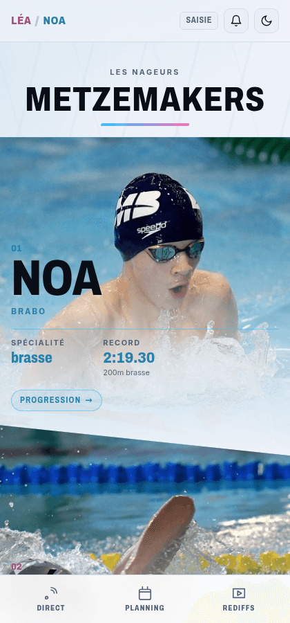 Metzemakers, suivi natation