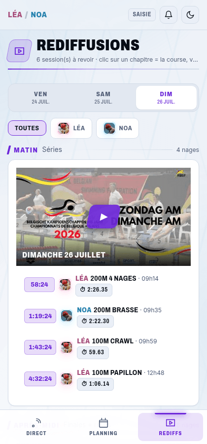 Rediffs : vidéothèque par session