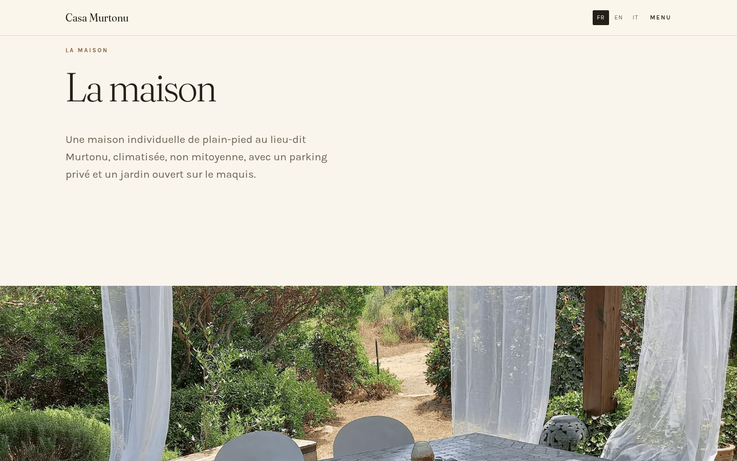 La page de la maison : pièces, couchages, équipements